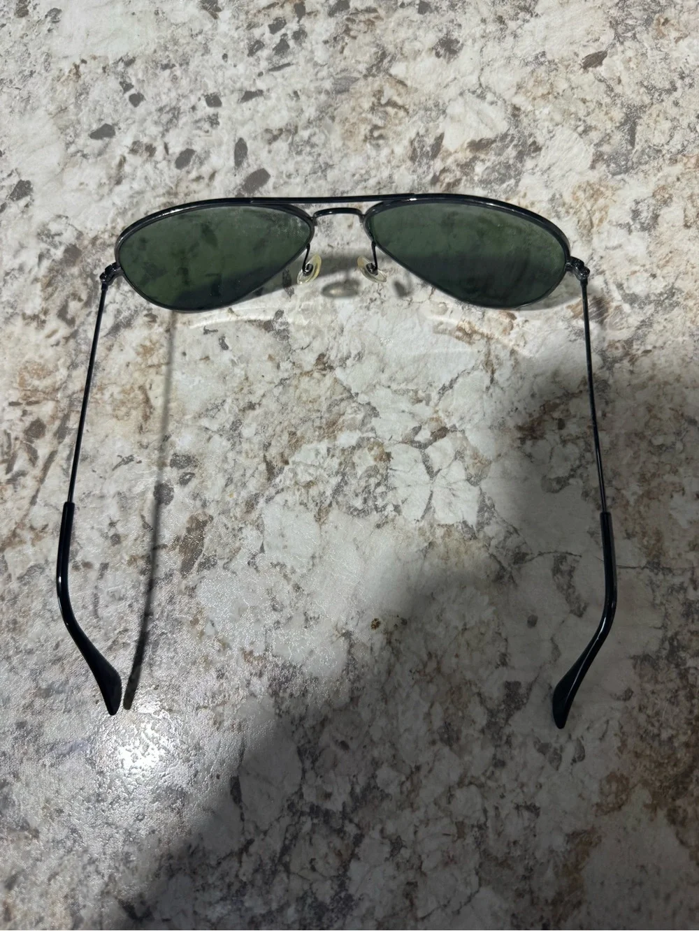 Ray-Ban Aviator Sunglasses with Dark Green Lenses and Black Frame